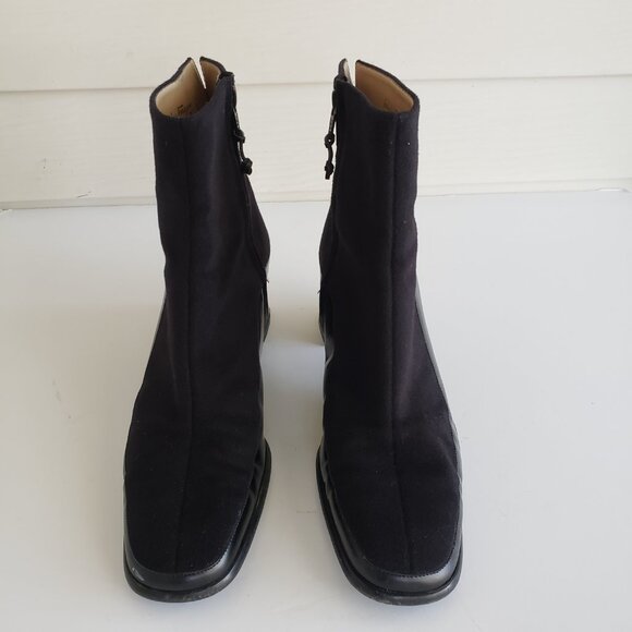 Salvatore Ferragamo Black Cashmere and calf leather ankle ANTONIA boots Women 8 - Picture 3 of 16